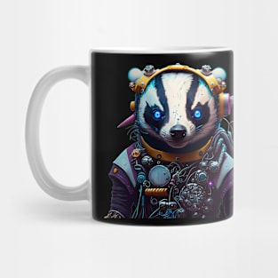 Cyborg Badger with Glowing Blue Eyes Mug